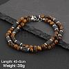 Natural Tiger Eye Round and Lava Rock Column Beaded Necklaces for Men AD4538-2-2