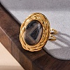 Oval Natural Banded Agate Finger Rings RJEW-M063-01G-14-5
