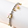 Brass Enamel Round Beads Charm Bracelets for Women BJEW-D317-11PG-4