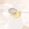 Brass Micro Pave Cubic Zirconia Cuff Rings for Women RJEW-C140-16G-1