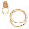 2Pcs Fashionable Brass & Seed Beads Beaded Stretch Bracelet Sets for Women ZD1327-7-1