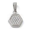 Ion Plating(IP) 304 Stainless Steel Micro Pave Cubic Zirconia Pendants STAS-Z107-02P-05-1