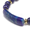 Natural Lapis Lazuli(Dyed) Rectangle Beaded Stretch Bracelet BJEW-JB08982-02-4