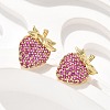 Brass Micro Pave Cubic Zirconia Stud Earrings EJEW-Q015-13G-01-4