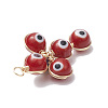 Brass Wire Wrapped Handmade Evil Eye Lampwork Pendants PALLOY-TA00036-04-2