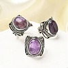 Natural Amethyst Adjustable Rings RJEW-I108-02AS-02-1