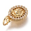 Brass Micro Pave Clear Cubic Zirconia Charms ZIRC-C020-54G-3