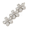 Brass Pave Clear Cubic Zirconia Three Flower Links Connector Charms KK-P277-51P-2