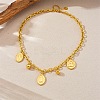 304 Stainless Steel Oval with Virgin Cross Pendant Necklaces for Women NJEW-A050-01G-2
