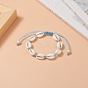 Natural Shell & Synthetic Turquoise Braided Bead Bracelet for Women BJEW-JB09245-01-5