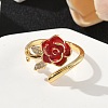 Flower Brass Micro Pave Cubic Zirconia Cuff Rings RJEW-A069-02B-02G-3