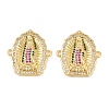 Brass Micro Pave Colorful Cubic Zirconia Religion Virgin Links Connector Charms KK-Z146-13G-1