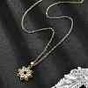 Brass Micro Pave Clear Cubic Zirconia Flower Pendant Neckalces for Women NJEW-S448-05G-2