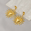 Sun with Heart 304 Stainless Steel Dangle Stud Earrings EJEW-K323-01G-1