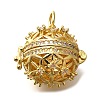 Rack Plating Brass Micro Pave Cubic Zirconia Bead Cage Pendants KK-M313-12G-02-1