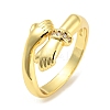 Brass Micro Pave Cubic Zirconia Open Cuff Ring RJEW-C033-10G-1