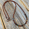 Round Synthetic Turquoise & Glass Seed Beaded Necklaces fow Men FS-WGBCB06-01-1