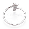 Rhodium Plated 925 Sterling Silver Micro Pave Cubic Zirconia Open Cuff Ring Settings STER-T007-128P-3