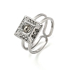 304 Stainless Steel Rhinestone Square Finger Rings for Women Men STAS-Z060-01P-1