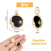 8Pcs 4 Colors Rack Plating Brass Micro Pave Cubic Zirconia Pendants ZIRC-DC0001-12-2