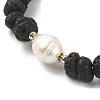 Natural Lava Rock & Pearl & Brass Beaded Stretch Bracelets BJEW-JB09493-01-3