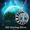 Rhodium Plated 925 Sterling Silver Tree of Life Pendant Necklaces PW-WGD3068-01-4