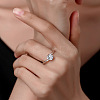 Flat Round Rhodium Plated 925 Sterling Silver Micro Pave Cubic Zirconia Finger Rings for Women WG84544-10-2