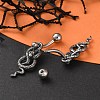 Snake 316 Surgical Stainless Steel Dangle Belly Button Rings EJEW-G416-18B-AS-2