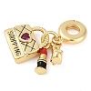 Rack Plating Brass Clear Cubic Zirconia Makeup European Dangle Charms KK-P287-34C-G-2