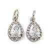 Brass Micro Pave Clear Cubic Zirconia Charms KK-G490-20P-1