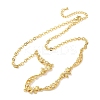 Brass Pave Clear Cubic Zirconia Bowknot and Hollow Moon Link Chain Necklaces NJEW-D348-02G-4