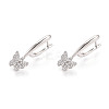 Brass Micro Pave Clear Cubic Zirconia Butterfly Hoop Earrings EJEW-T048-28P-1