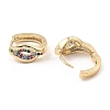 Brass with Colorful Cubic Zirconia Hoop Earrings EJEW-D078-33KCG-2