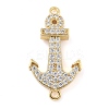Rack Plating Brass Micro Pave Clear Cubic Zirconia Anchor Connector Charms KK-A234-052G-1
