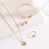 Alloy Crystal Rhinestone Pendant Necklace & Stud Earring & Ring & Cuff Bangle Sets FS-WG56C82-01-1