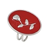 Oval with Rose Pattern 304 Stainless Steel Enamel Finger Rings for Women RJEW-G355-10P-02-4