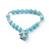 Synthetic Turquoise Stretch Charm Bracelets BJEW-JB04692-03-1
