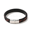 Leather Braided Rectangle Cord Bracelet with 304 Stainless Steel Magnetic Clasps for Men Women BJEW-C021-03-2