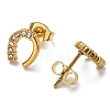 PVD Vacuum Plating 304 Stainless Steel Stud Earrings with Rhinestone for Women STAS-D087-21G-2