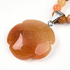 Natural Topaz Jade 4.5mm Round Beaded Flower Pendant Necklaces NJEW-T016-04N-5