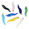 8Pcs 8 Style Handmade Lampwork with Brass Pendants KK-TA0002-22-3