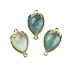 Natural Green Fluorite Faceted Teardrop Connector Charms G-B081-03G-09-1