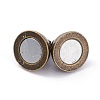 Round Brass Magnetic Clasps with Loops X-MC019-AB-4