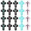 15Pcs 5 Colors Cross with Word Jesus Silicone Focal Beads SIL-YW0002-04-1