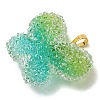 Transparent Resin Dotted Rhinetone Pendants RESI-N040-02G-03-RS-2