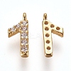Brass Micro Pave Clear Cubic Zirconia Charms ZIRC-L075-60A-01G-1