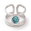 Teardrop 304 Stainless Steel Open Cuff Rings RJEW-G314-05P-3