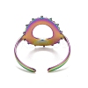 Ion Plating(IP) Rainbow Color 304 Stainless Steel Donut Open Cuff Ring for Women RJEW-C025-21M-3