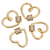 4Pcs Heart Brass Micro Pave Clear Clear Cubic Zirconia Screw Carabiner Lock Charms KK-NB0003-51-1