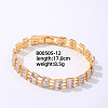 Brass Rhinestone 3-Strand Rectangle Link Bracelets for Women XO6953-8-1
